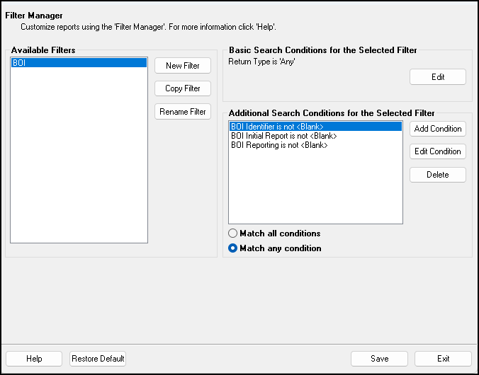 Image of the Filter Manager